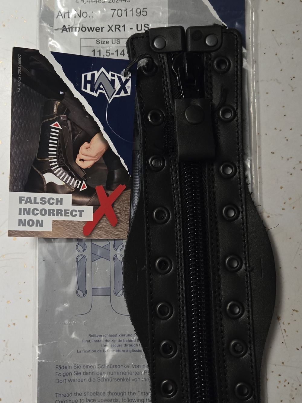 HAIX Black Leather Boot Zipper Guard for Laced Footwear